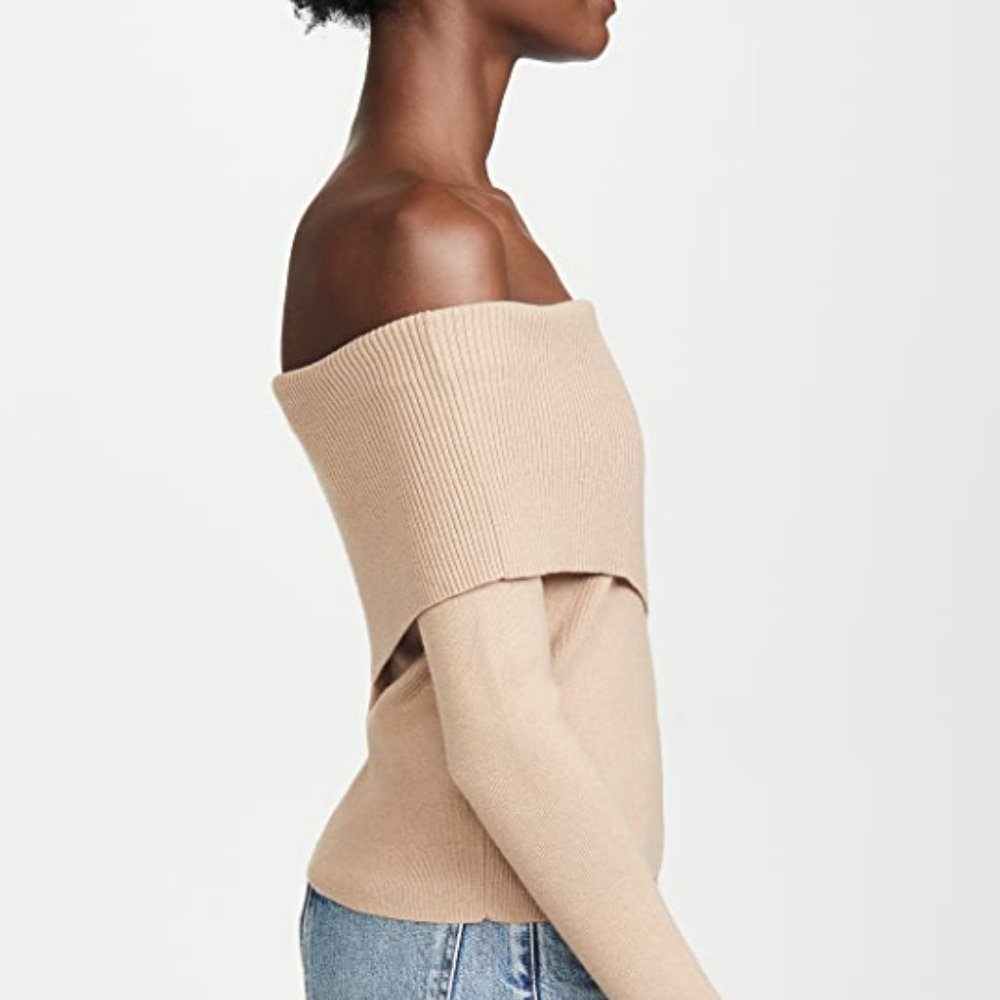 Line & Dot One Shoulder Sylvie Sweater in Beige (Never Worn) - Picture 7 of 8